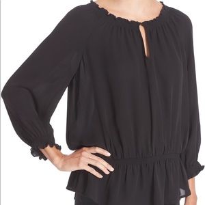 Joie Mike Smocked Silk Peasant Top